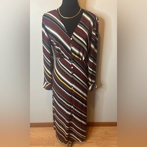Eloquii | button down striped  long maxi dress Sz 16